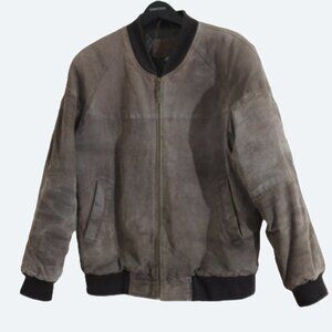 Route 66 Distressed Brown Leather Bomber Jacket Size Medium